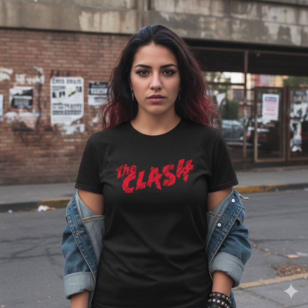 Polera Negra The Clash Estampada 100% Algodón Estilo Punk Rock-3