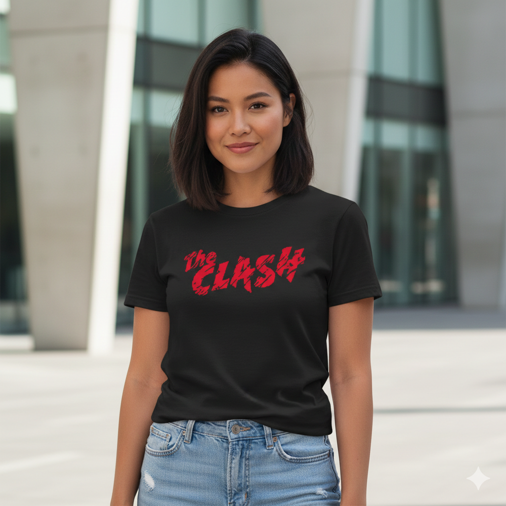 Polera Negra The Clash Estampada 100% Algodón Estilo Punk Rock-5