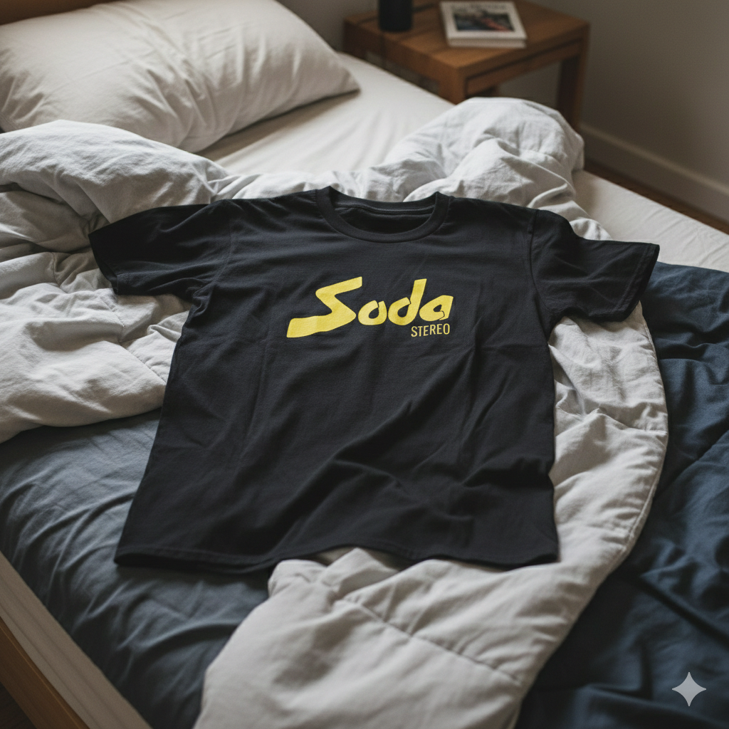 Polera Negra Soda Stereo Logo Retro Estampada 100% Algodón Estilo Rock Argentino-6