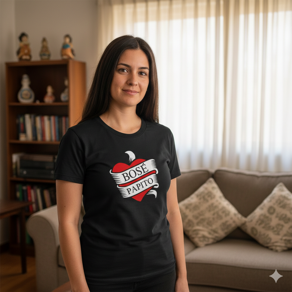 Polera Negra Miguel Bosé Papito Estampada 100% Algodón-2