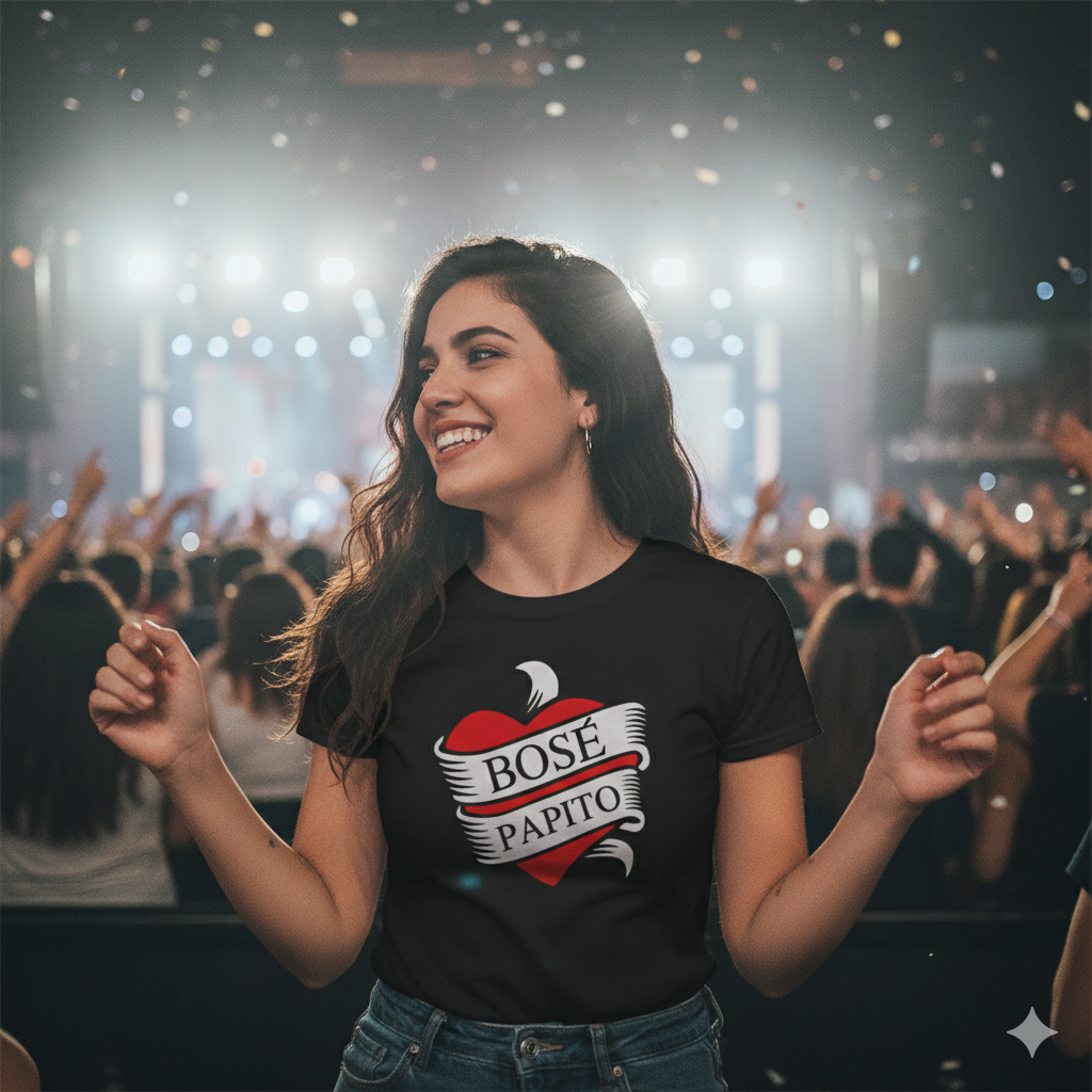 Polera Negra Miguel Bosé Papito Estampada 100% Algodón-4