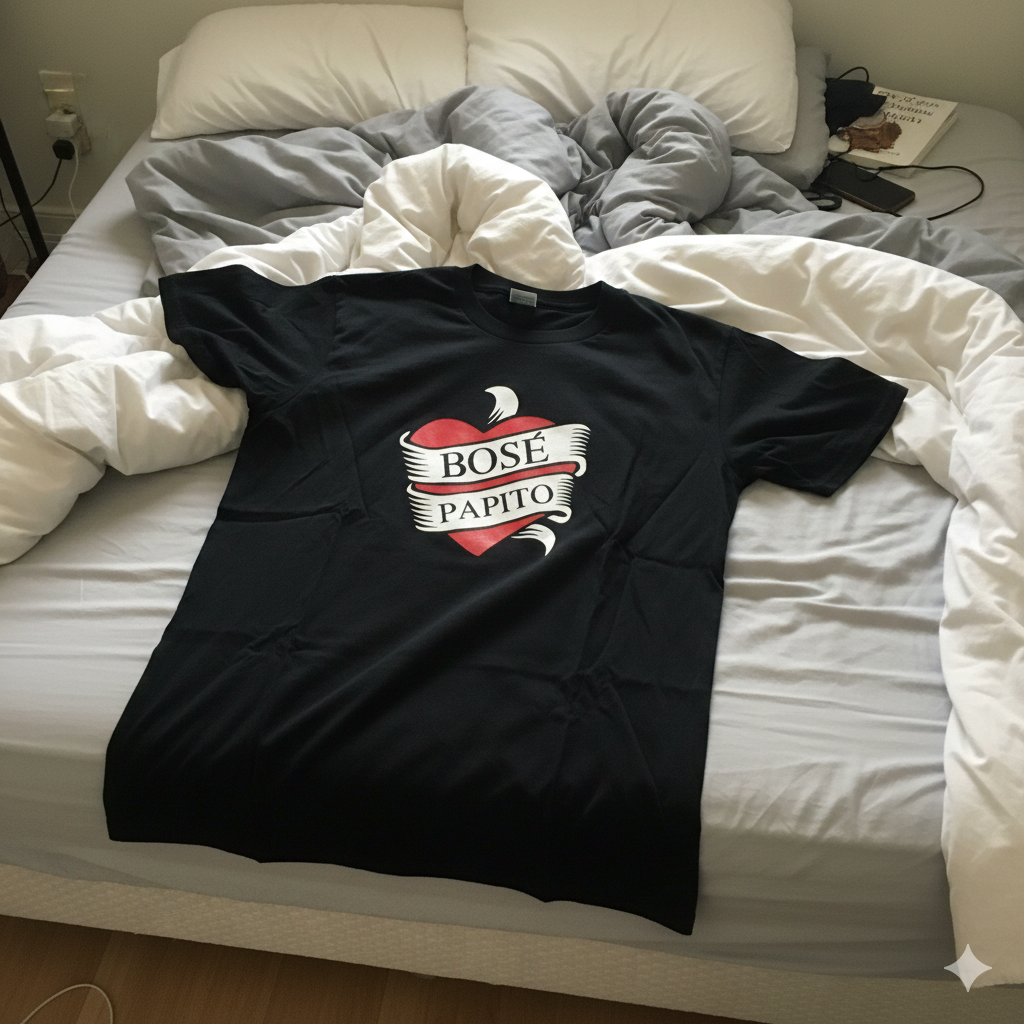 Polera Negra Miguel Bosé Papito Estampada 100% Algodón-6