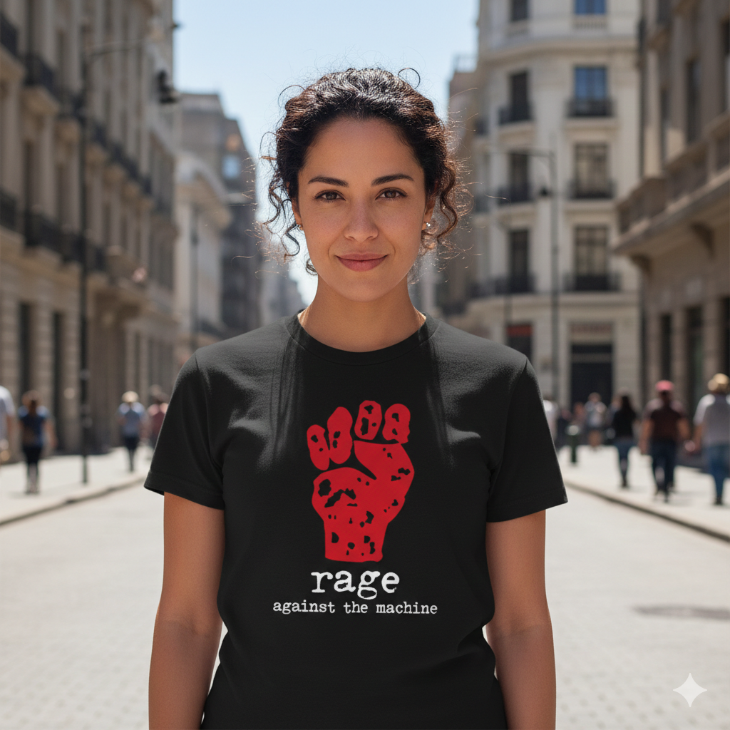 Polera Negra Rage Against the Machine Puño Estampada 100% Algodón Estilo Rock-3