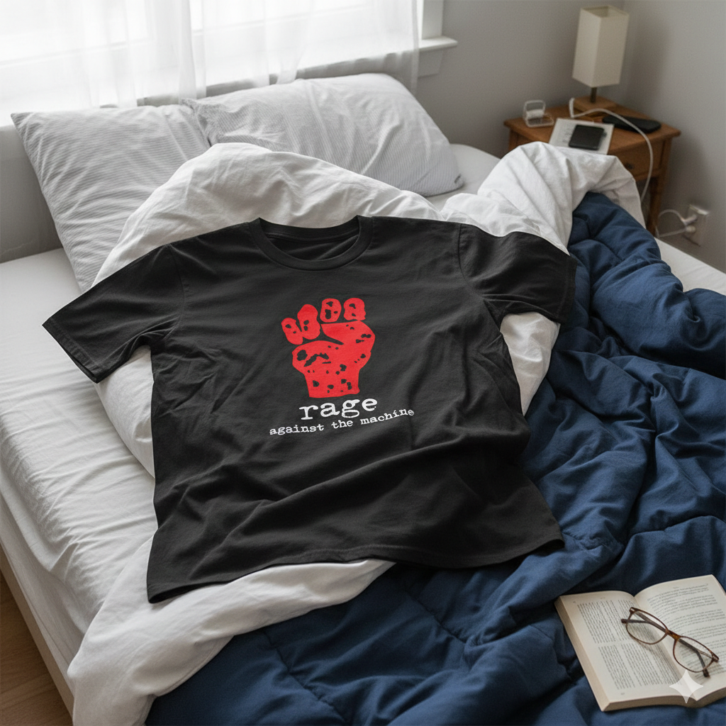 Polera Negra Rage Against the Machine Puño Estampada 100% Algodón Estilo Rock-6