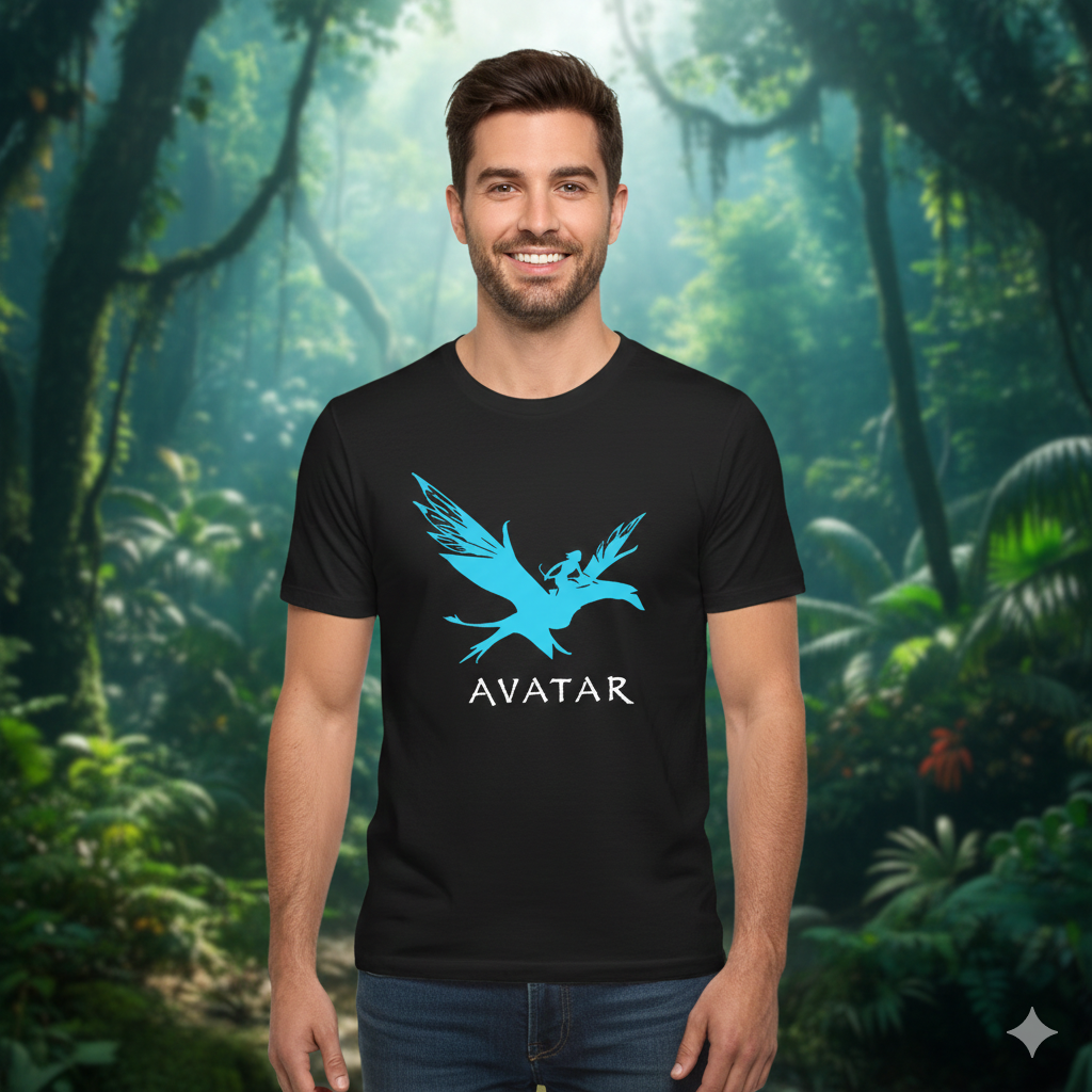 Polera Negra Avatar Ave /Película / Estampada 100% Algodón estilo cine-2
