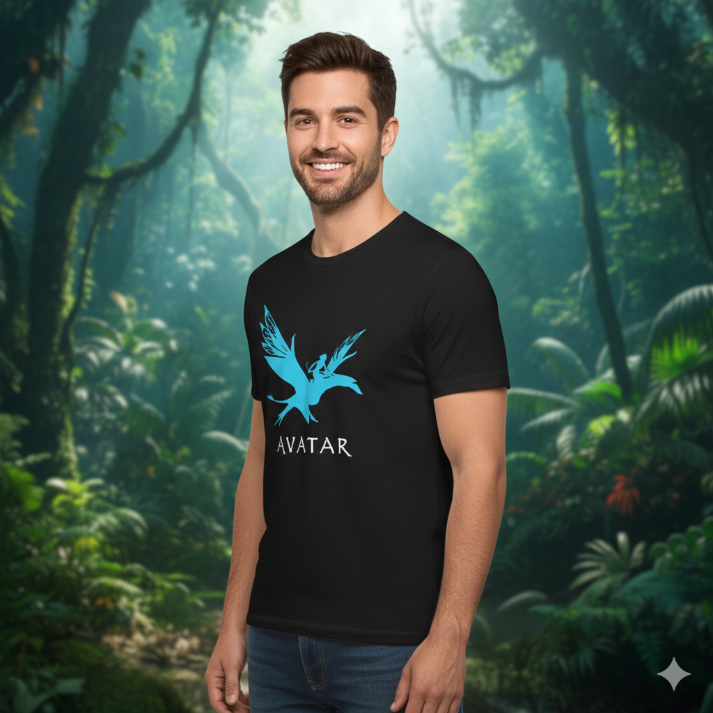Polera Negra Avatar Ave /Película / Estampada 100% Algodón estilo cine-4
