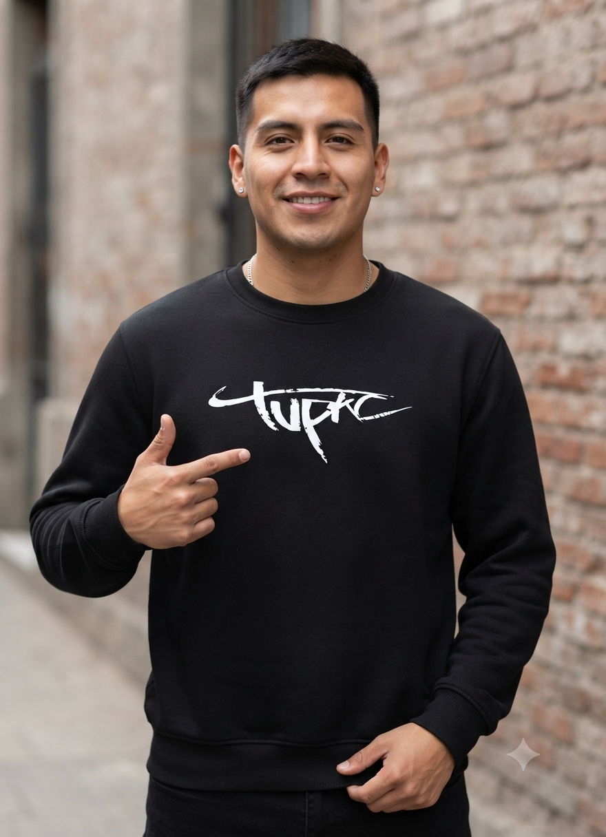 Polerón Negro Tupac Estampado Estilo Hip Hop-2