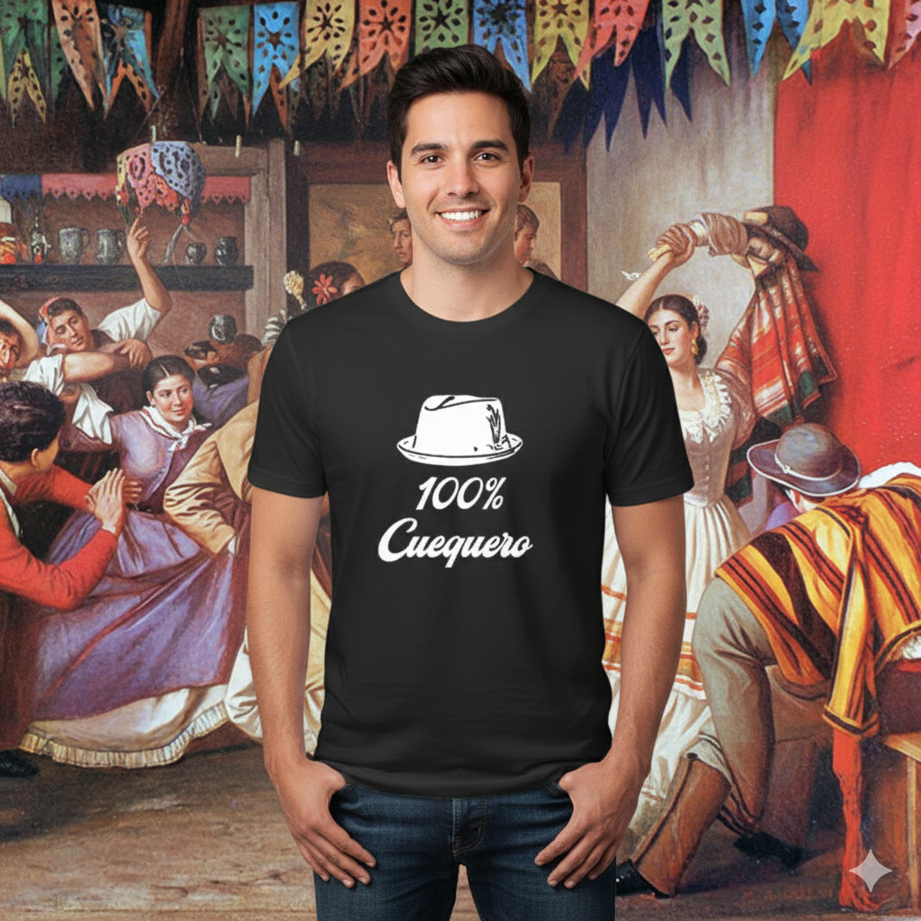 Polera Negra 100% Cuequero Estampada 100% Algodón para hombres-2