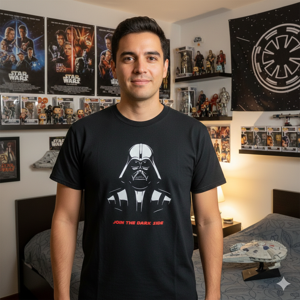 Polera Negra Star Wars Join The Dark Side Darth Vader Estampada 100% Algodón Estilo Películas-3