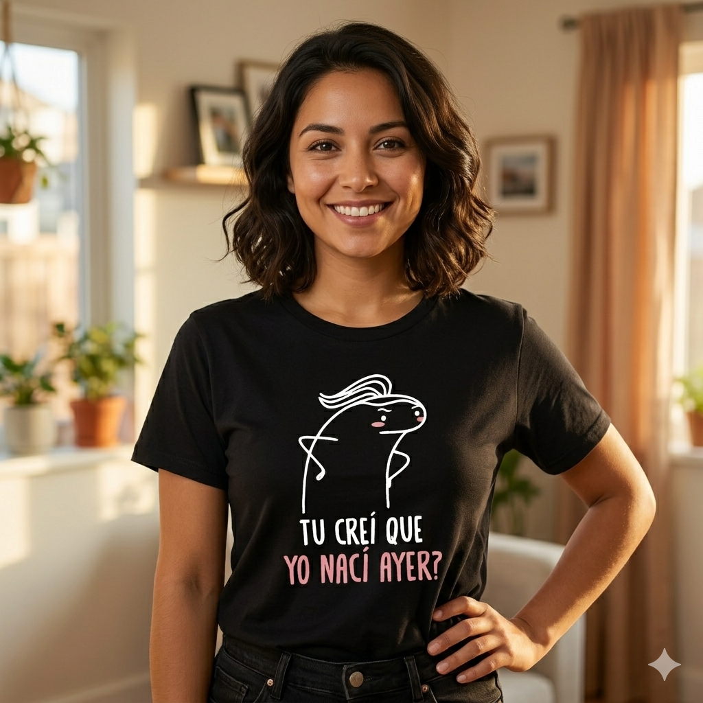 Polera Negra Tu Creí Que Yo Nací Ayer Estampada 100% Algodón Estilo Mamá-2