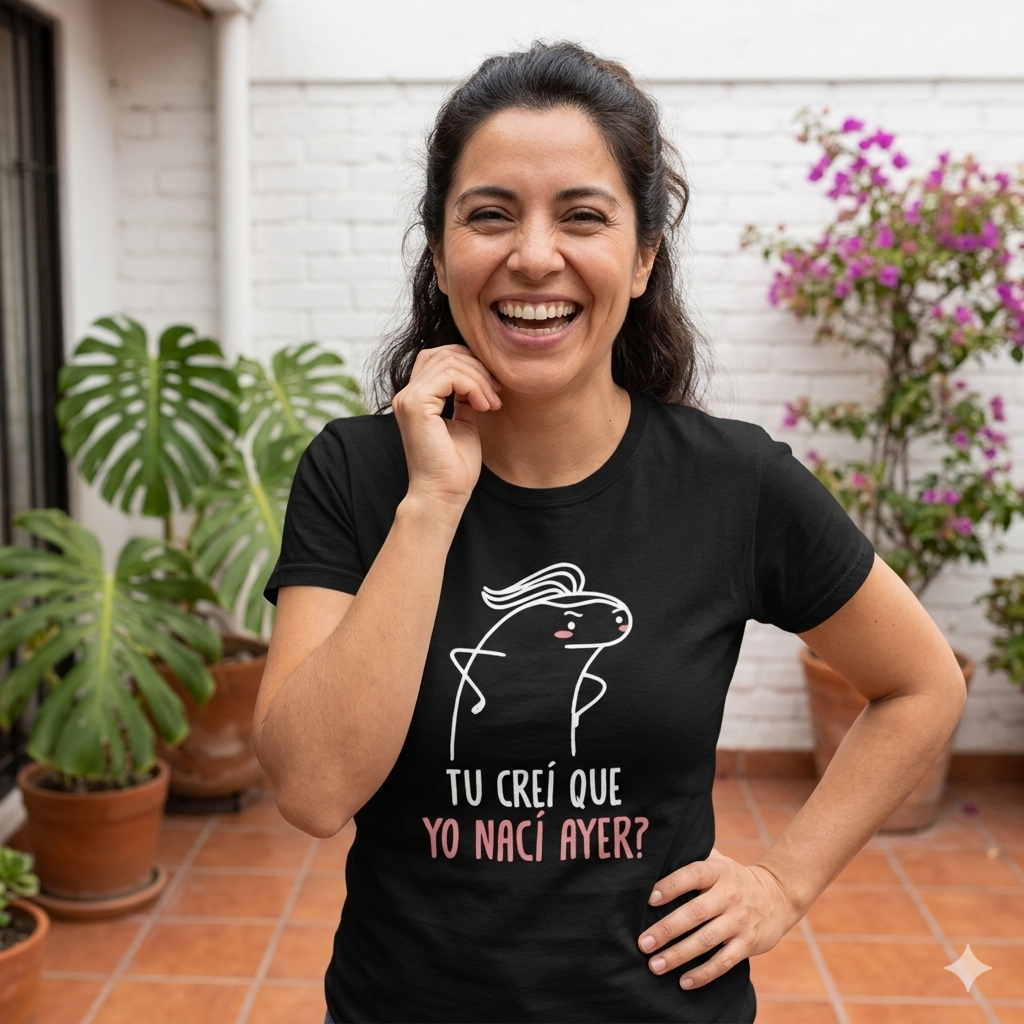 Polera Negra Tu Creí Que Yo Nací Ayer Estampada 100% Algodón Estilo Mamá-3