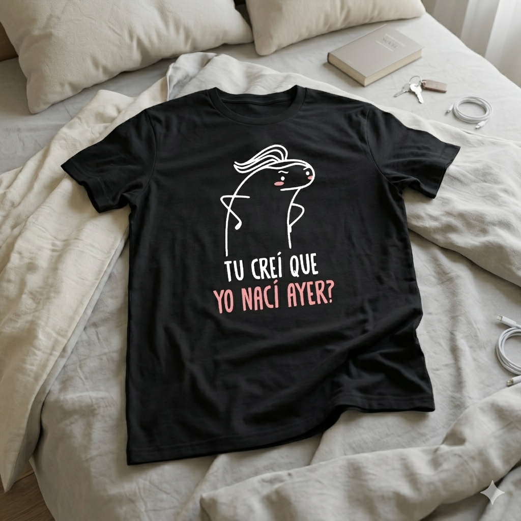 Polera Negra Tu Creí Que Yo Nací Ayer Estampada 100% Algodón Estilo Mamá-5