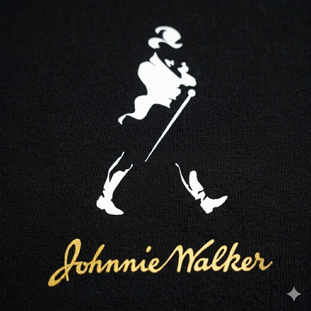 Polera Negra Johnnie Walker Estampada 100% Algodón Estilo Urbano Whiskey   -1