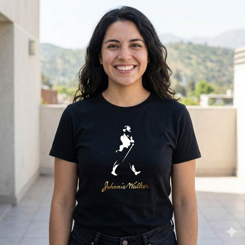 Polera Negra Johnnie Walker Estampada 100% Algodón Estilo Urbano Whiskey   -5