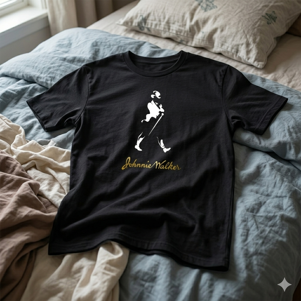 Polera Negra Johnnie Walker Estampada 100% Algodón Estilo Urbano Whiskey   -6