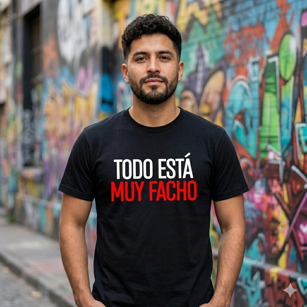 Polera Negra Todo Está Muy Facho Estampada 100% Algodón estilo-2