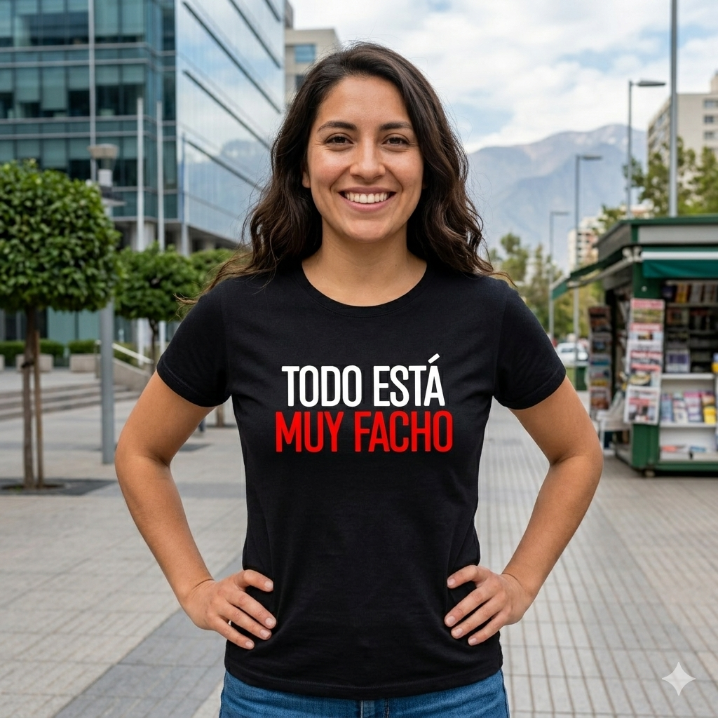 Polera Negra Todo Está Muy Facho Estampada 100% Algodón estilo-3