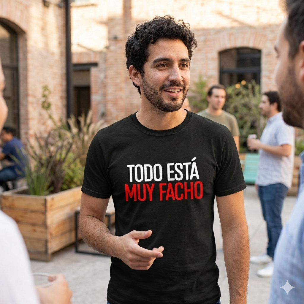 Polera Negra Todo Está Muy Facho Estampada 100% Algodón estilo-4