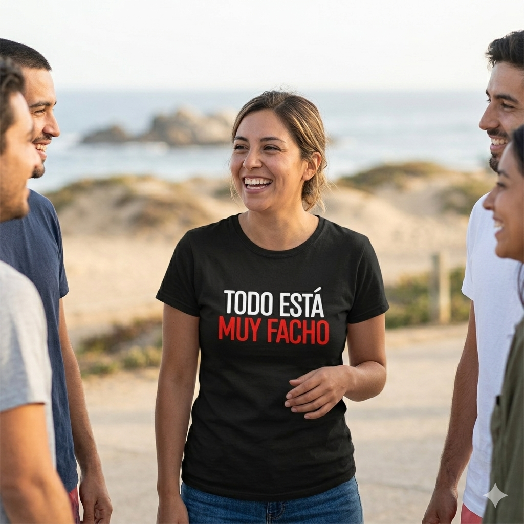 Polera Negra Todo Está Muy Facho Estampada 100% Algodón estilo-5