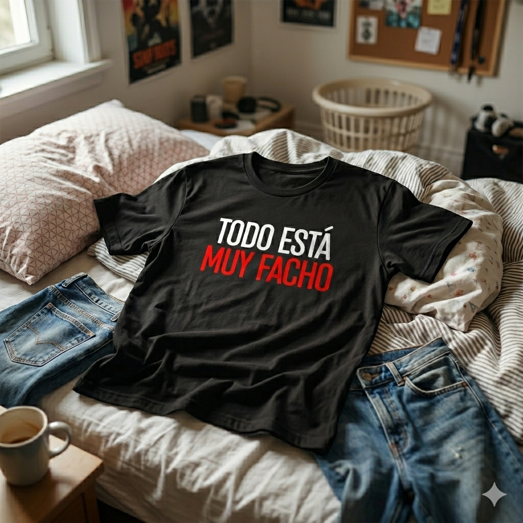 Polera Negra Todo Está Muy Facho Estampada 100% Algodón estilo-6