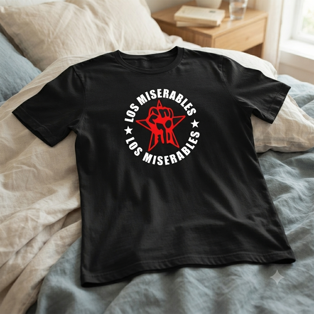Polera Negra Los Miserables Estampada 100% Algodón Estilo Punk Rock-4
