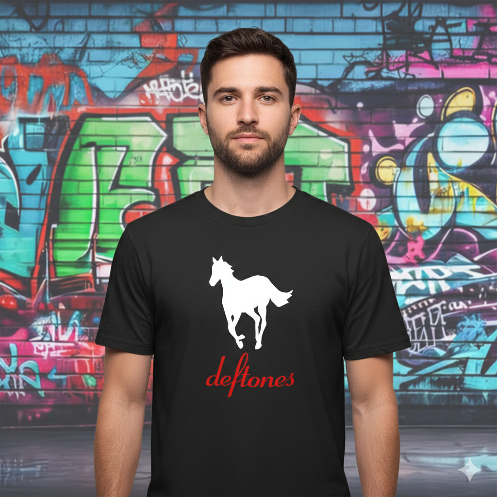 Polera Negra Defones White Pony Estampada 100% Algodón Estilo-2