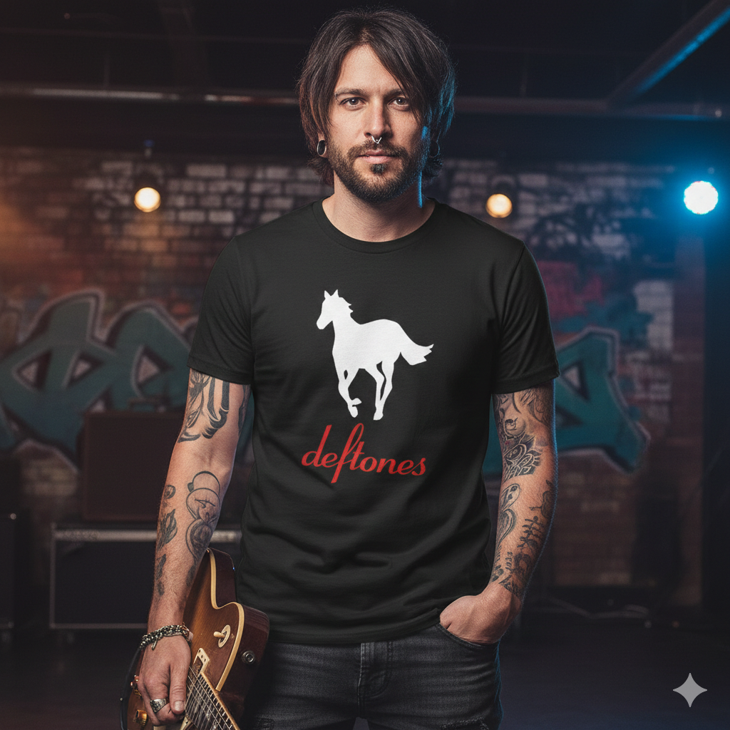 Polera Negra Defones White Pony Estampada 100% Algodón Estilo-4