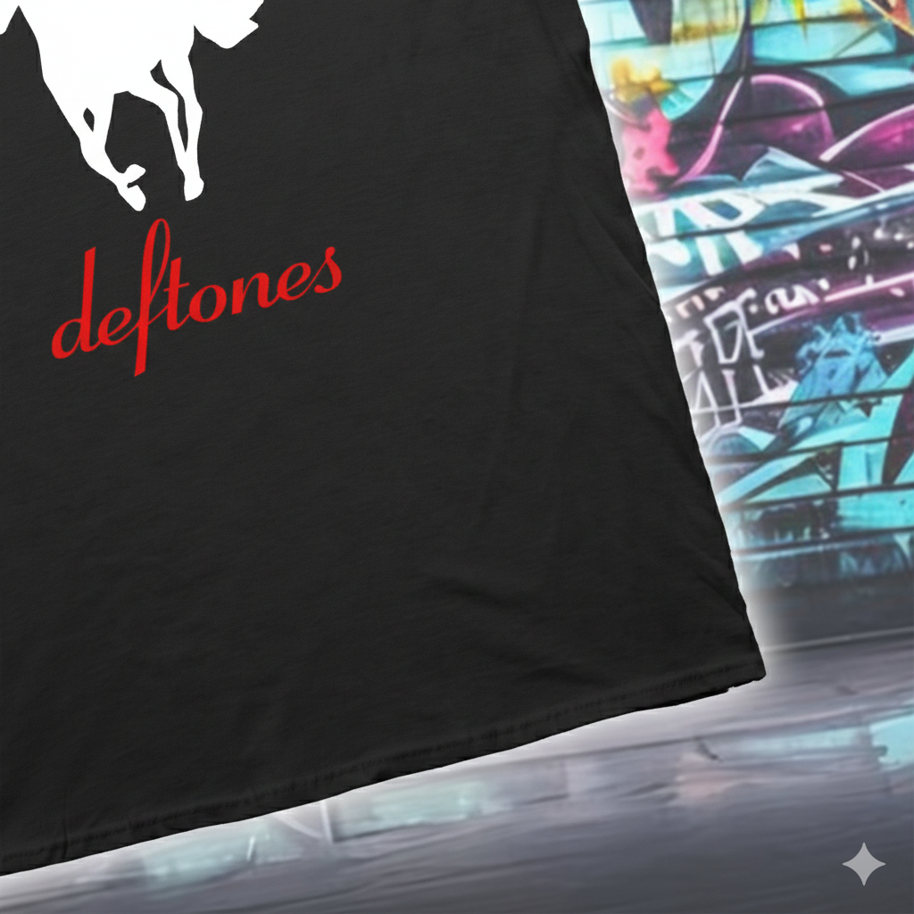 Polera Negra Defones White Pony Estampada 100% Algodón Estilo-5