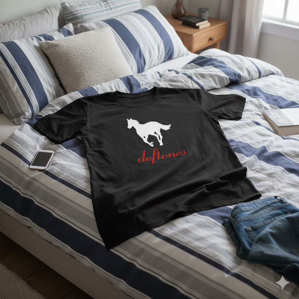 Polera Negra Defones White Pony Estampada 100% Algodón Estilo-6