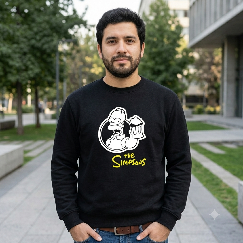 Polerón Negro The Simpsons Homero Estampado Estilo Beer-2