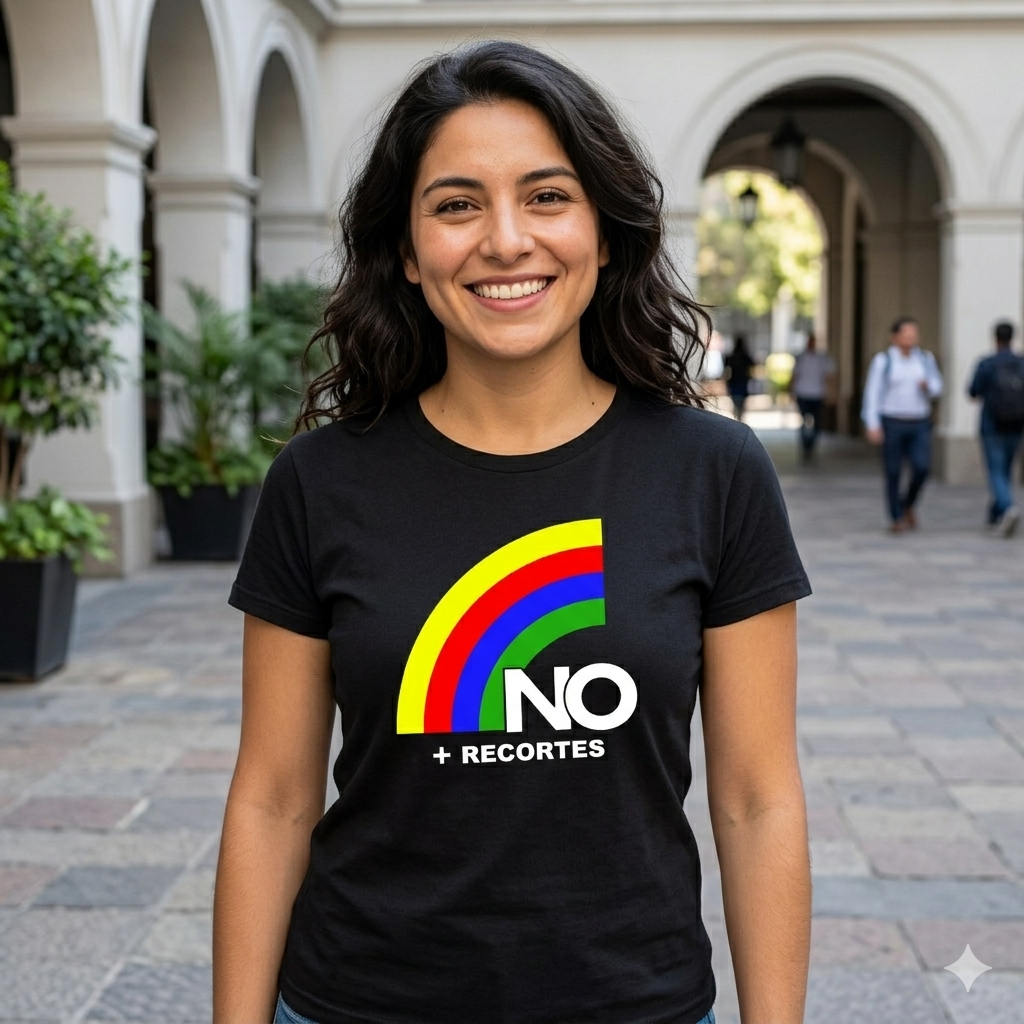 Polera Negra NO Más Recortes Estampada 100% Algodón-3