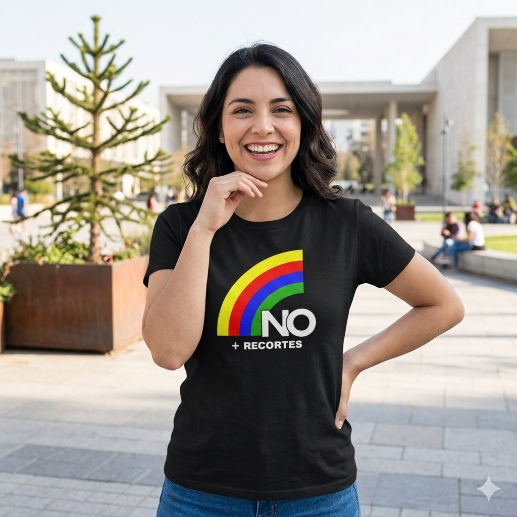 Polera Negra NO Más Recortes Estampada 100% Algodón-5