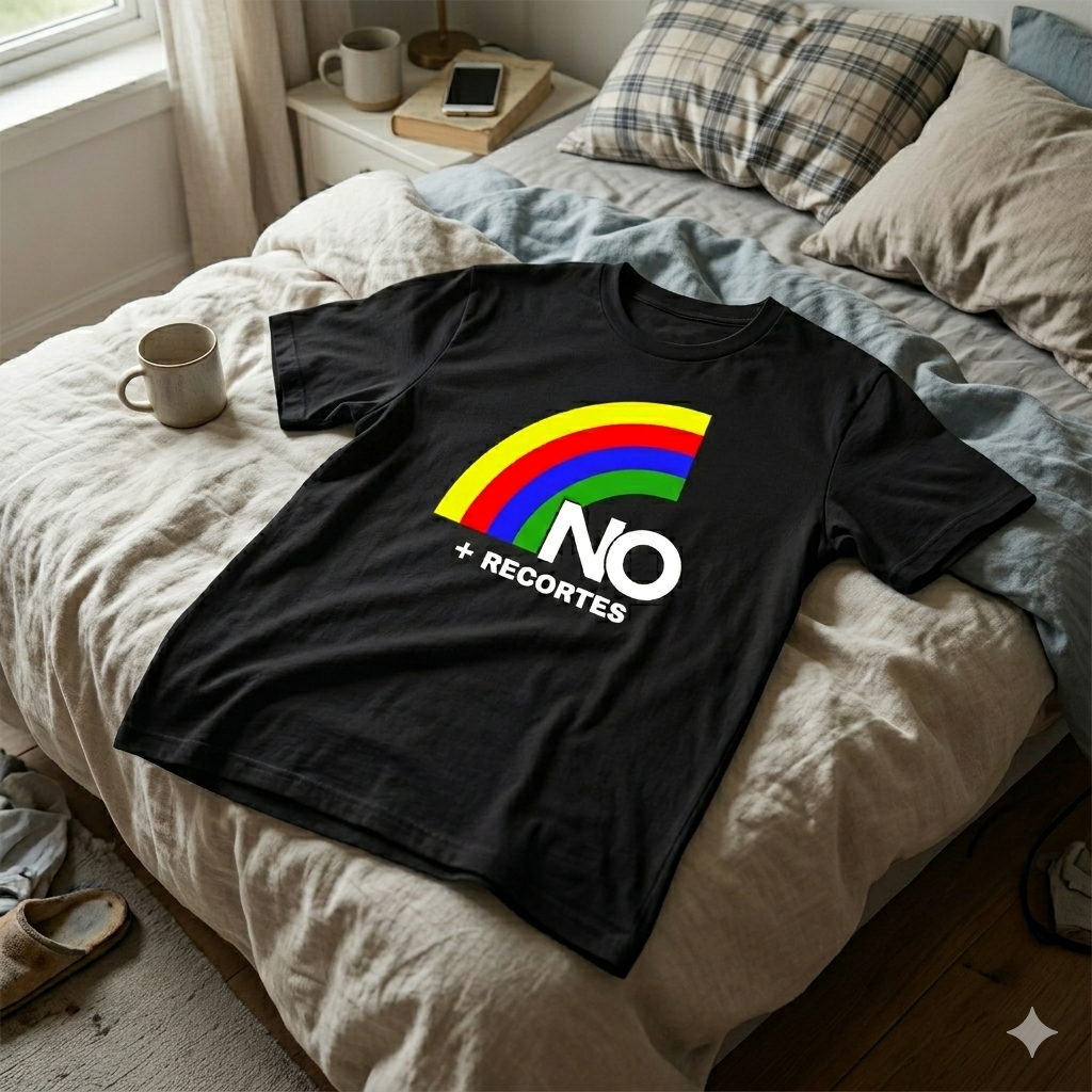 Polera Negra NO Más Recortes Estampada 100% Algodón-6