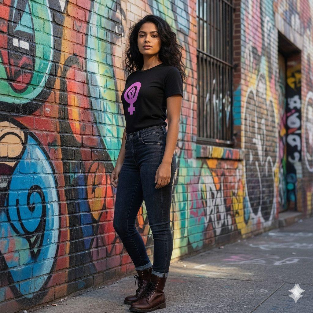 Polera Negra 8M Estampada - Mujer Empoderada 100% Algodón-5