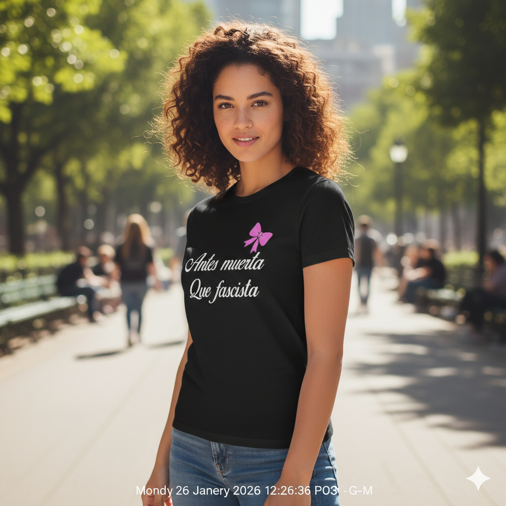 Polera Negra Antes Muerta Que Fascista Estampada 100% Algodón estilo imponente-3