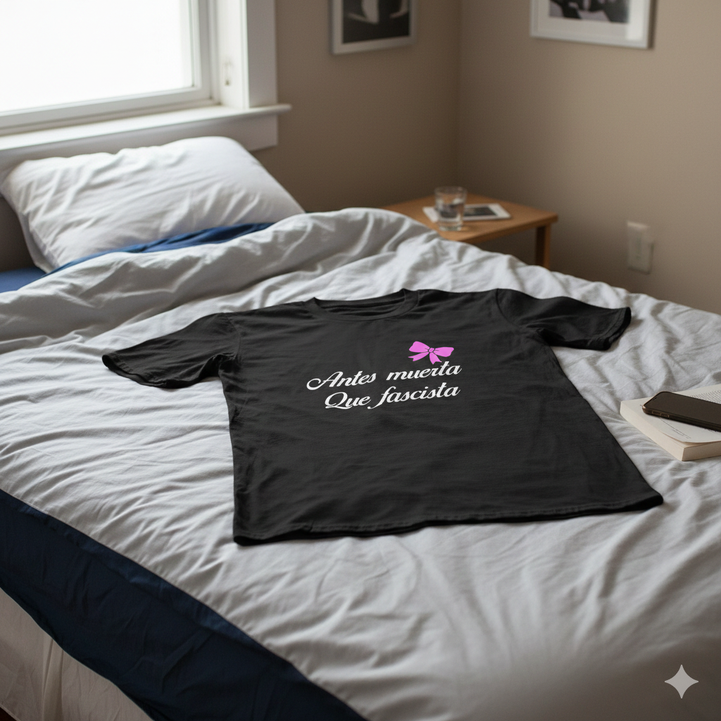 Polera Negra Antes Muerta Que Fascista Estampada 100% Algodón estilo imponente-5