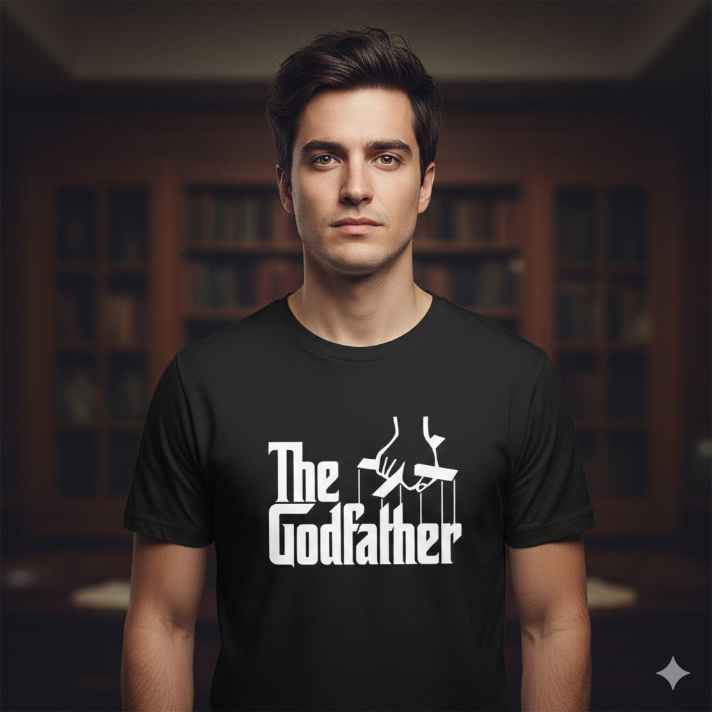 Polera Negra El Padrino / The Godfather Logo Estampada 100% Algodón Estilo Cine-2
