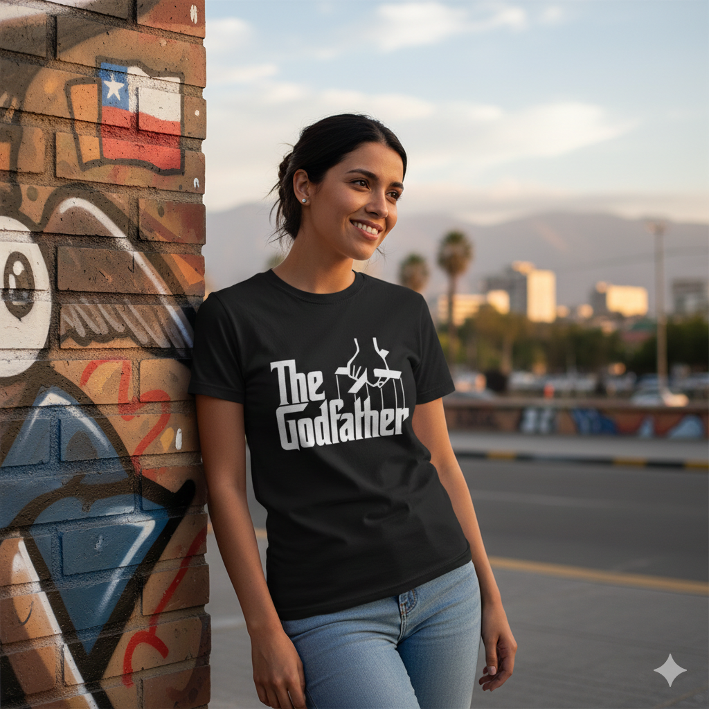 Polera Negra El Padrino / The Godfather Logo Estampada 100% Algodón Estilo Cine-3