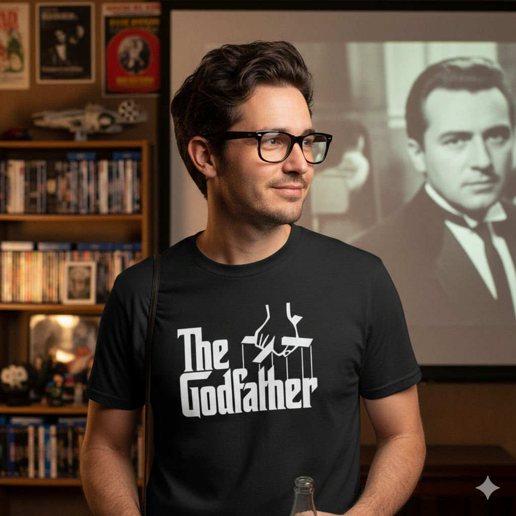 Polera Negra El Padrino / The Godfather Logo Estampada 100% Algodón Estilo Cine-4