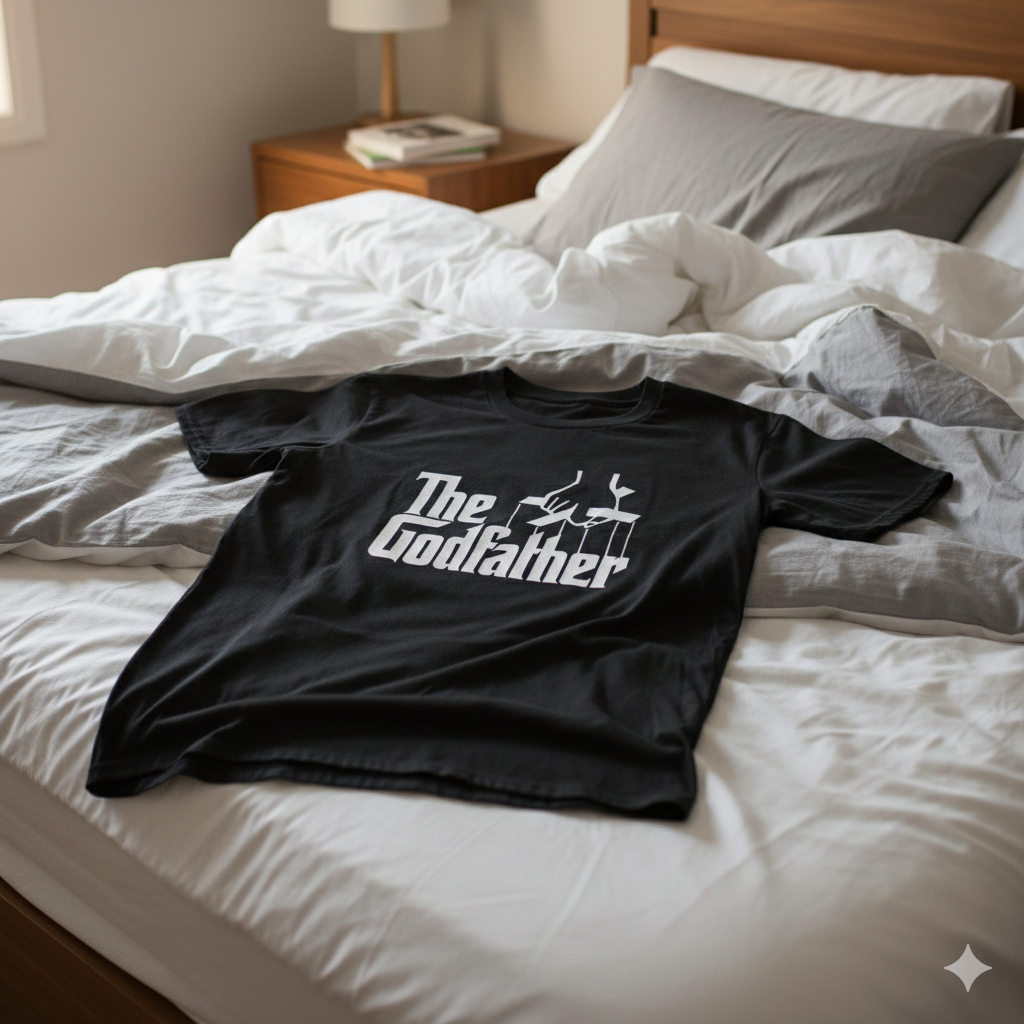 Polera Negra El Padrino / The Godfather Logo Estampada 100% Algodón Estilo Cine-6