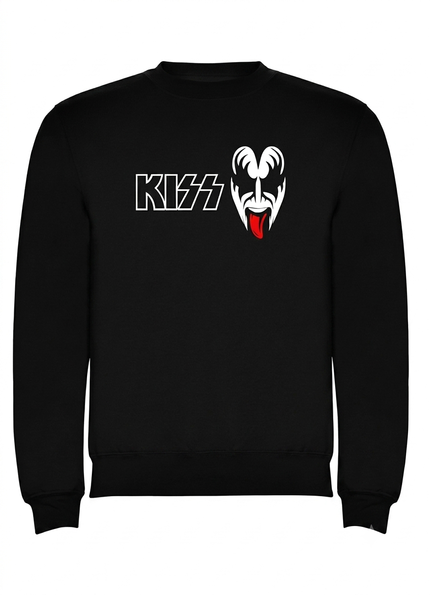 Polerón Negro Kiss Gene Simmons Estampado Estilo Rock-0