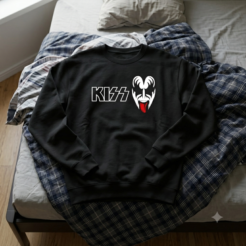 Polerón Negro Kiss Gene Simmons Estampado Estilo Rock-4