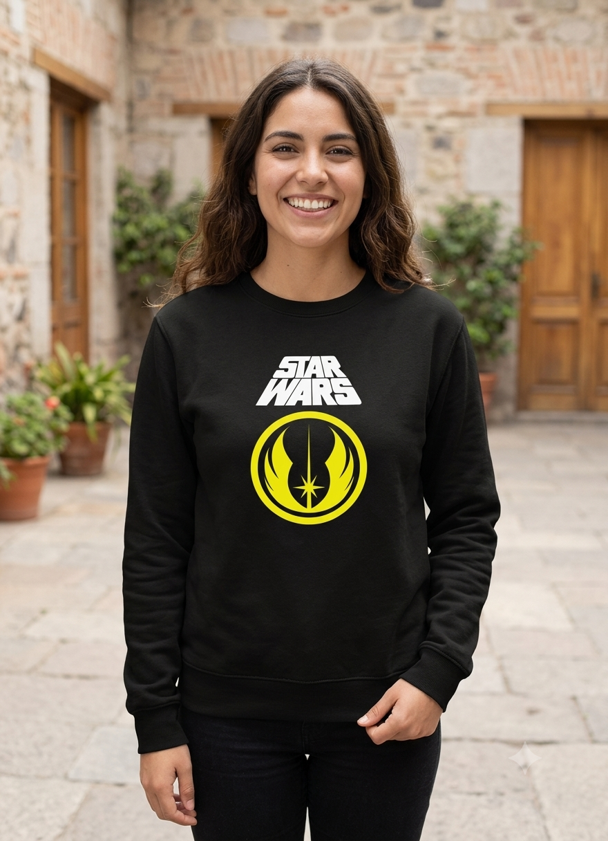 Polerón Negro Star Wars Orden Jedi Estampado Estilo Cine-3