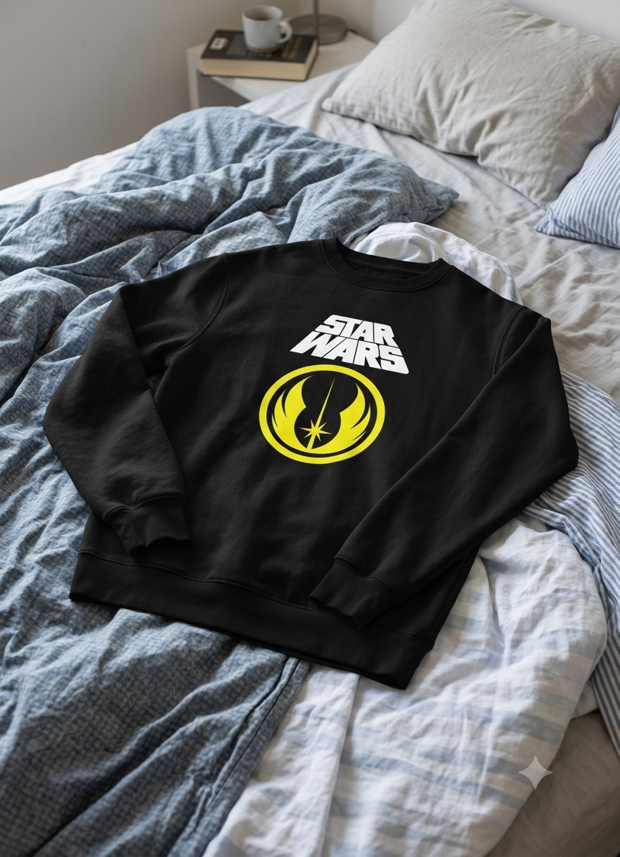 Polerón Negro Star Wars Orden Jedi Estampado Estilo Cine-4