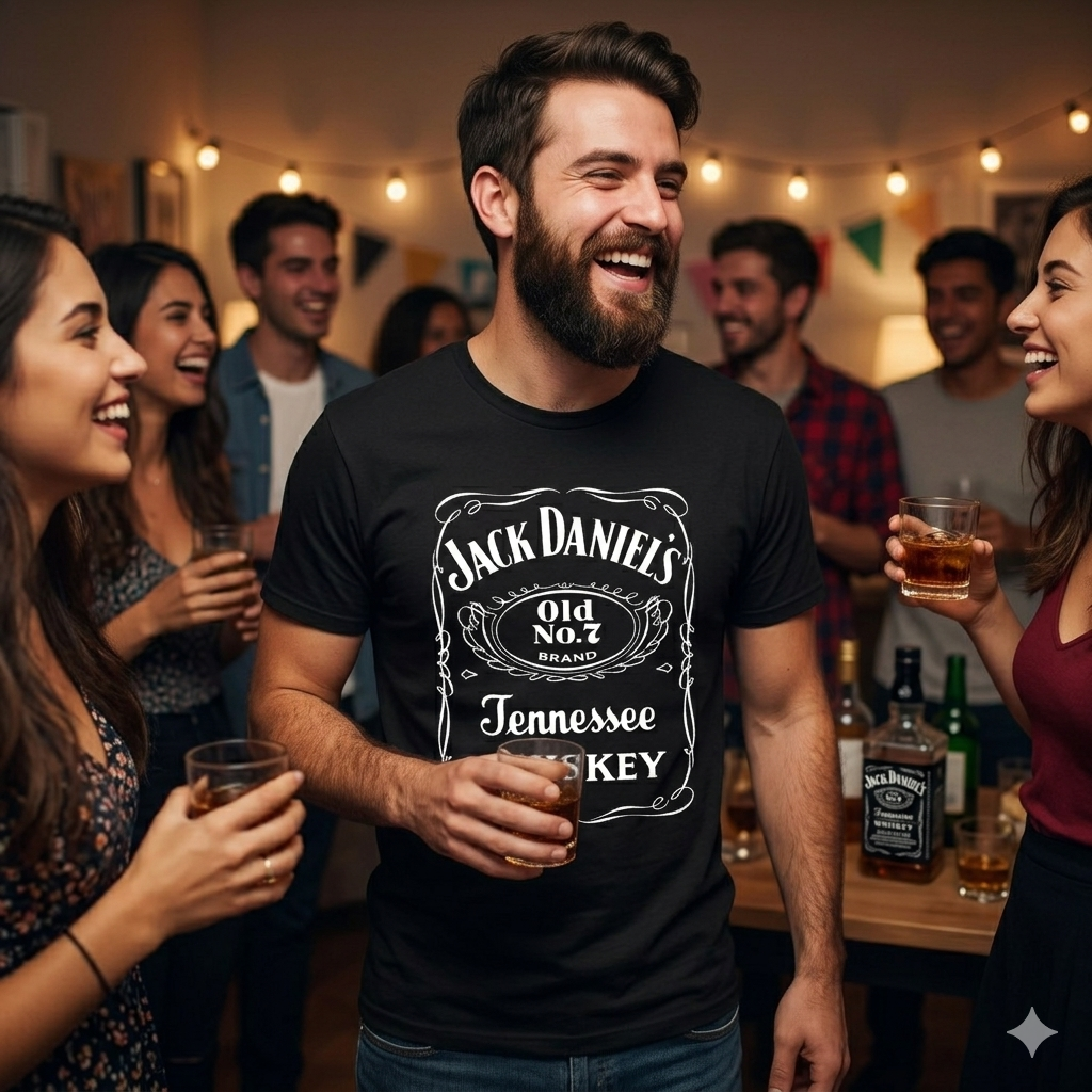 Polera Negra Jack Daniel´s Estampada 100% Algodón Estilo Urbano Whiskey-2