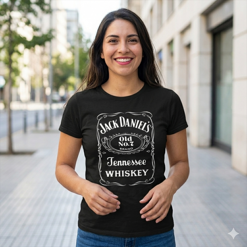 Polera Negra Jack Daniel´s Estampada 100% Algodón Estilo Urbano Whiskey-3