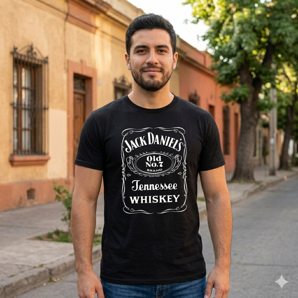 Polera Negra Jack Daniel´s Estampada 100% Algodón Estilo Urbano Whiskey-4