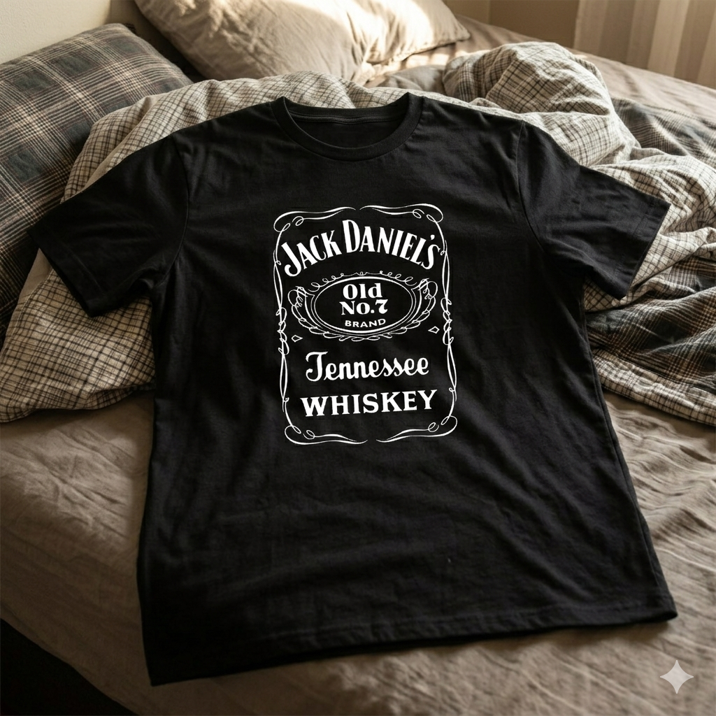 Polera Negra Jack Daniel´s Estampada 100% Algodón Estilo Urbano Whiskey-6