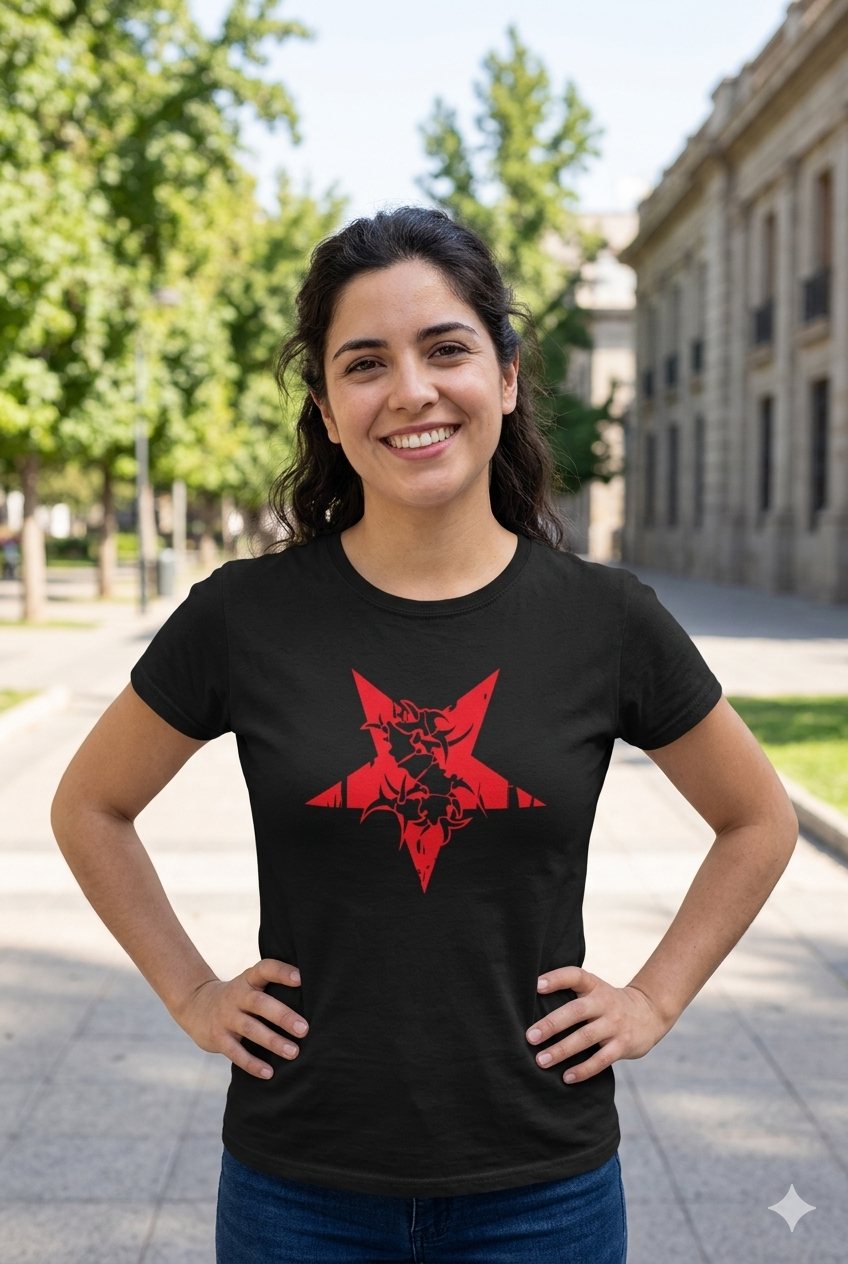 Polera Negra Sepultura estrella Estampada 100% Algodón Estilo Trash Metal-3
