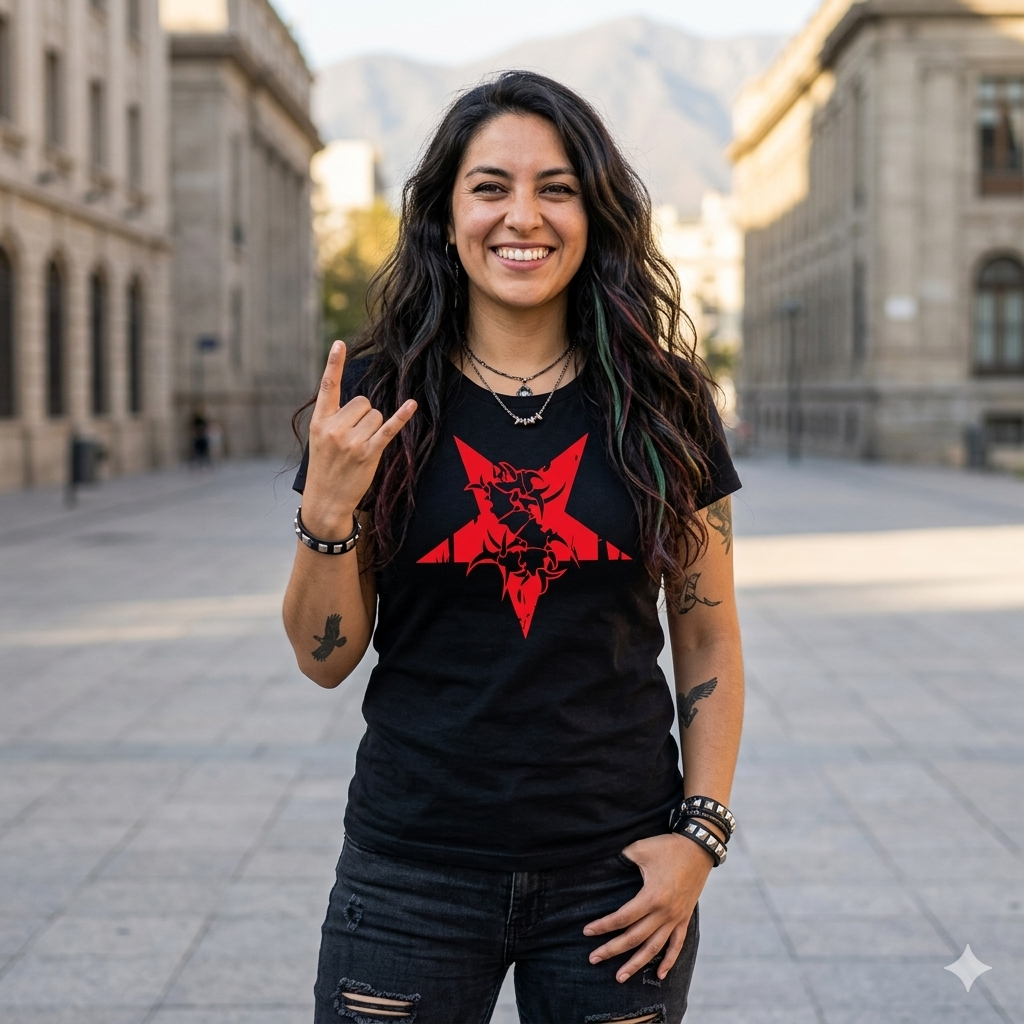 Polera Negra Sepultura estrella Estampada 100% Algodón Estilo Trash Metal-5